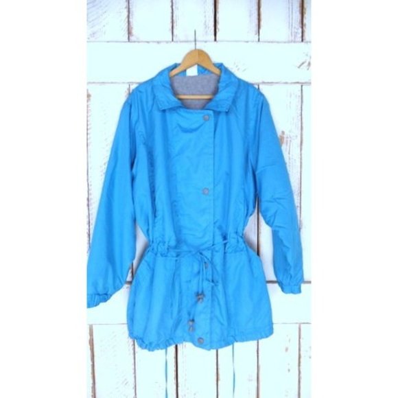 90s vintage light blue long sporty drawstring jacket fleece lined utility jacket - Picture 6 of 8